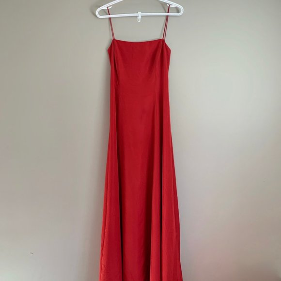 Red Low Back Twist Cross Formal Prom Dress Medium - Picture 2 of 3